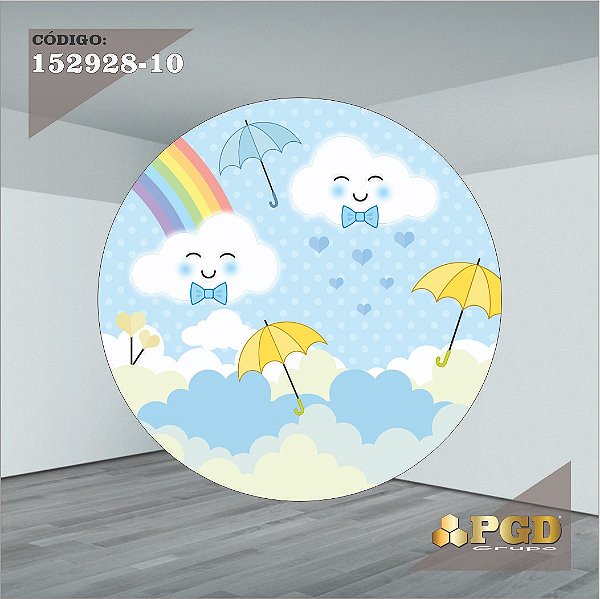 PAINEL REDONDO 1,5 x 1,5 MT -  tema - CHUVA DE AMOR  Modelo 10 TECIDO EM - HELANCA