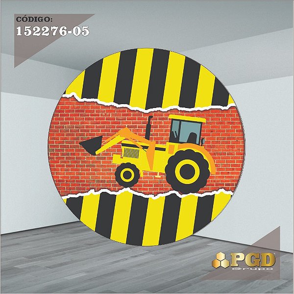 PAINEL REDONDO 1,5 x 1,5 MT -  tema - Construção Modelo 05 TECIDO EM - HELANCA