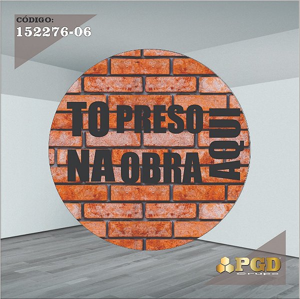 PAINEL REDONDO 1,5 x 1,5 MT -  tema - Construção Modelo 06 TECIDO EM - HELANCA