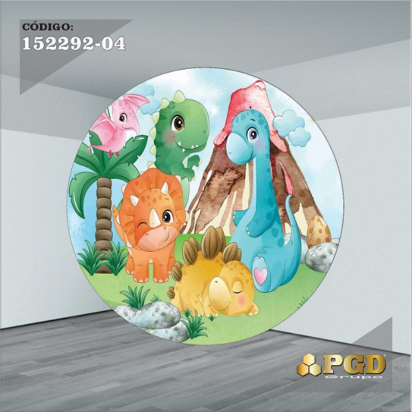 PAINEL REDONDO 1,5 x 1,5 MT -  tema - DINO BABY Modelo 04 TECIDO EM - HELANCA