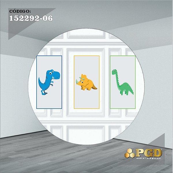 PAINEL REDONDO 1,5 x 1,5 MT -  tema - DINO BABY Modelo 06 TECIDO EM - HELANCA