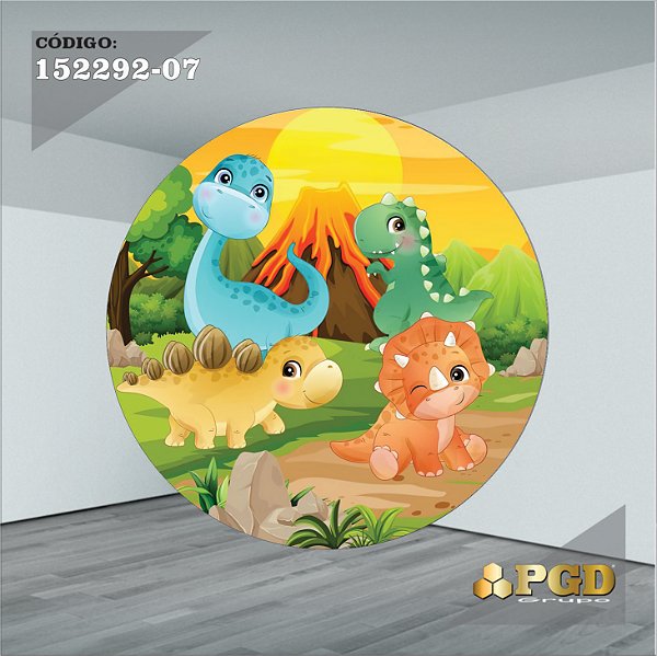 PAINEL REDONDO 1,5 x 1,5 MT -  tema - DINO BABY Modelo 07 TECIDO EM - HELANCA