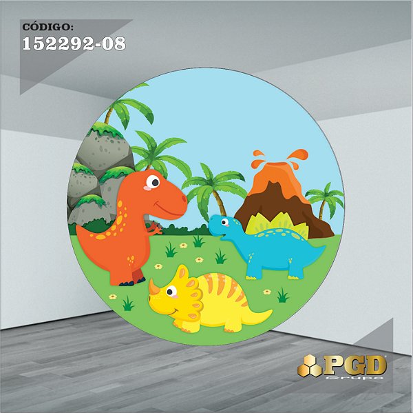 PAINEL REDONDO 1,5 x 1,5 MT -  tema - DINO BABY Modelo 08 TECIDO EM - HELANCA