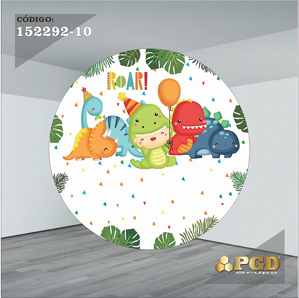 PAINEL REDONDO 1,5 x 1,5 MT -  tema - DINO BABY Modelo 10 TECIDO EM - HELANCA