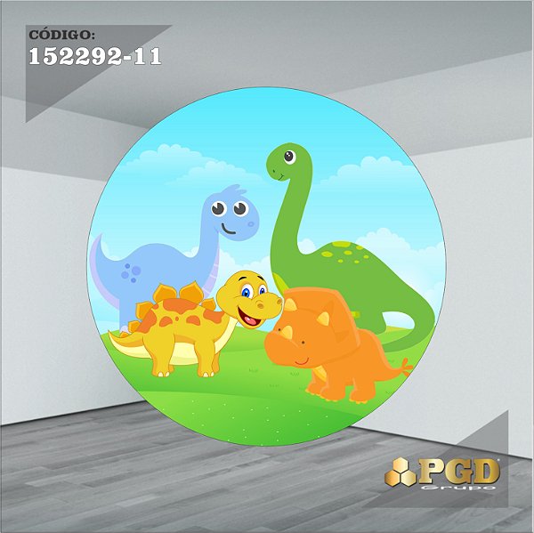 PAINEL REDONDO 1,5 x 1,5 MT -  tema - DINO BABY Modelo 11 TECIDO EM - HELANCA