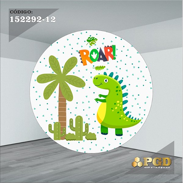 PAINEL REDONDO 1,5 x 1,5 MT -  tema - DINO BABY Modelo 12 TECIDO EM - HELANCA