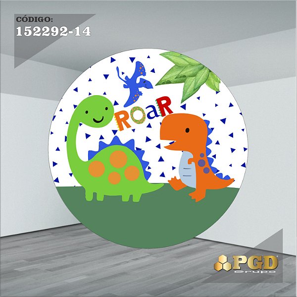 PAINEL REDONDO 1,5 x 1,5 MT -  tema - DINO BABY Modelo 14 TECIDO EM - HELANCA
