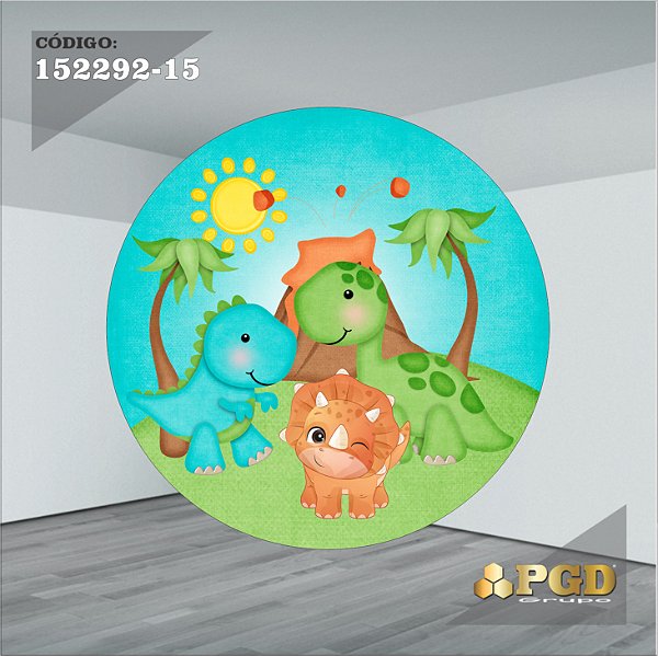 PAINEL REDONDO 1,5 x 1,5 MT -  tema - DINO BABY Modelo 15 TECIDO EM - HELANCA