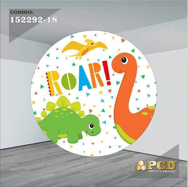 PAINEL REDONDO 1,5 x 1,5 MT -  tema - DINO BABY Modelo 18 TECIDO EM - HELANCA