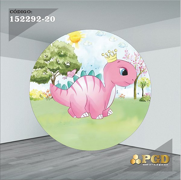 PAINEL REDONDO 1,5 x 1,5 MT -  tema - DINO BABY Modelo 20 TECIDO EM - HELANCA
