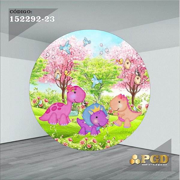 PAINEL REDONDO 1,5 x 1,5 MT -  tema - DINO BABY Modelo 23 TECIDO EM - HELANCA