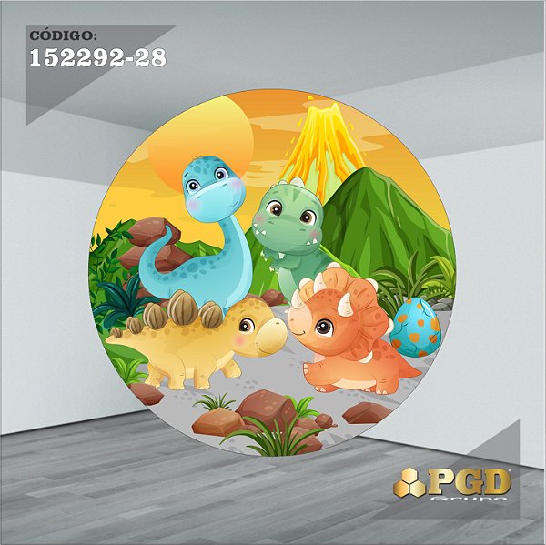 PAINEL REDONDO 1,5 x 1,5 MT -  tema - DINO BABY Modelo 28 TECIDO EM - HELANCA