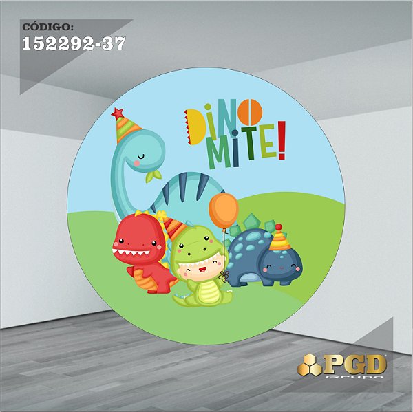 PAINEL REDONDO 1,5 x 1,5 MT -  tema - DINO BABY Modelo 37 TECIDO EM - HELANCA
