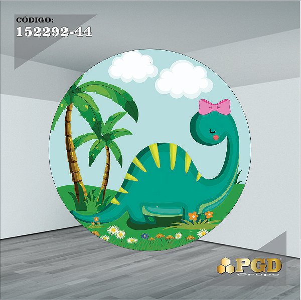 PAINEL REDONDO 1,5 x 1,5 MT -  tema - DINO BABY Modelo 44 TECIDO EM - HELANCA