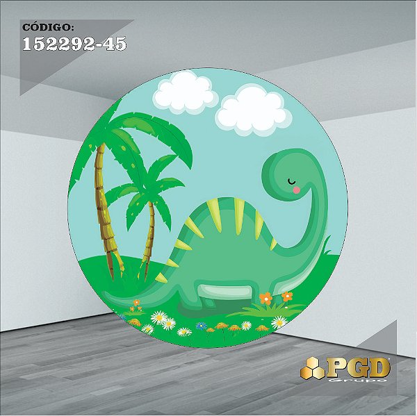 PAINEL REDONDO 1,5 x 1,5 MT -  tema - DINO BABY Modelo 45 TECIDO EM - HELANCA