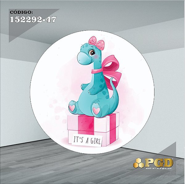 PAINEL REDONDO 1,5 x 1,5 MT -  tema - DINO BABY Modelo 47 TECIDO EM - HELANCA