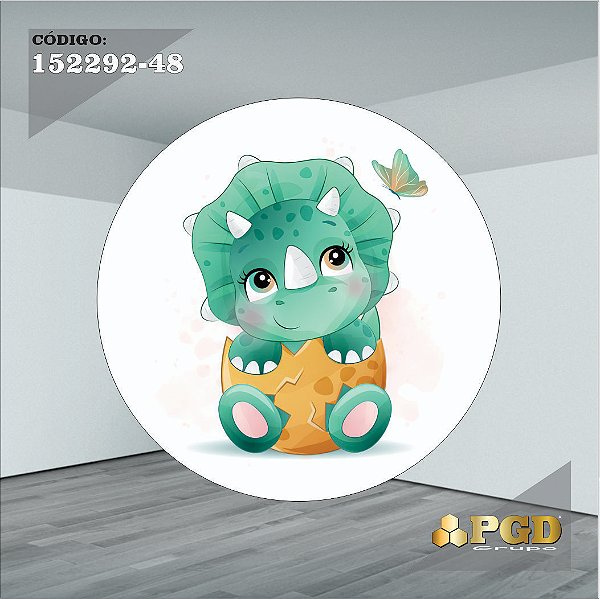 PAINEL REDONDO 1,5 x 1,5 MT -  tema - DINO BABY Modelo 48 TECIDO EM - HELANCA