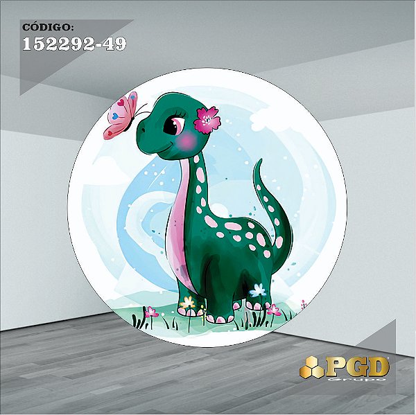 PAINEL REDONDO 1,5 x 1,5 MT -  tema - DINO BABY Modelo 49 TECIDO EM - HELANCA