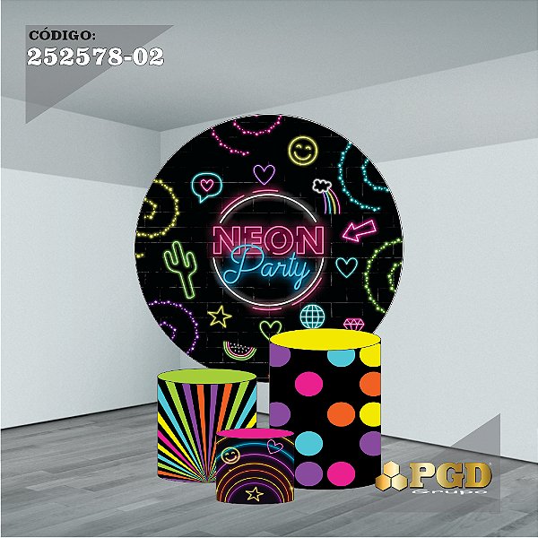 KIT VESTE FACIL P,M,G E PAINEL 1,5 x 1,5 tema - NEON Modelo 02 TECIDO EM - HELANCA