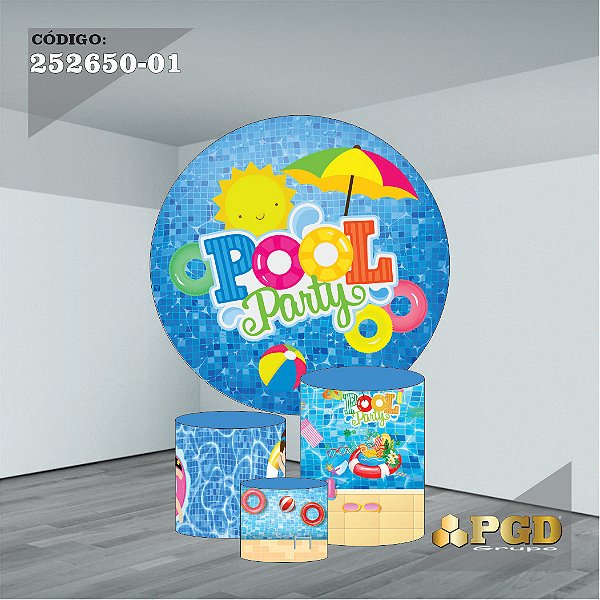 KIT VESTE FACIL P,M,G E PAINEL 1,5 x 1,5 tema - POOL PARTY Modelo 01 TECIDO EM - HELANCA