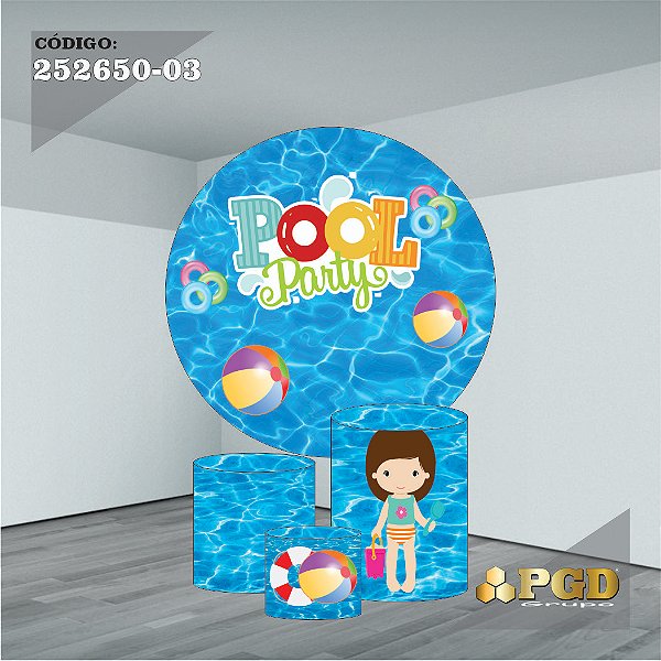 KIT VESTE FACIL P,M,G E PAINEL 1,5 x 1,5 tema - POOL PARTY Modelo 03 TECIDO EM - HELANCA