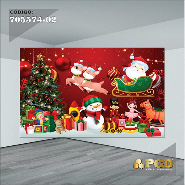 PAINEL RETANGULAR 4,00 X 2,48 MT tema - Natal Modelo 02 TECIDO EM - MICRO LIGHT