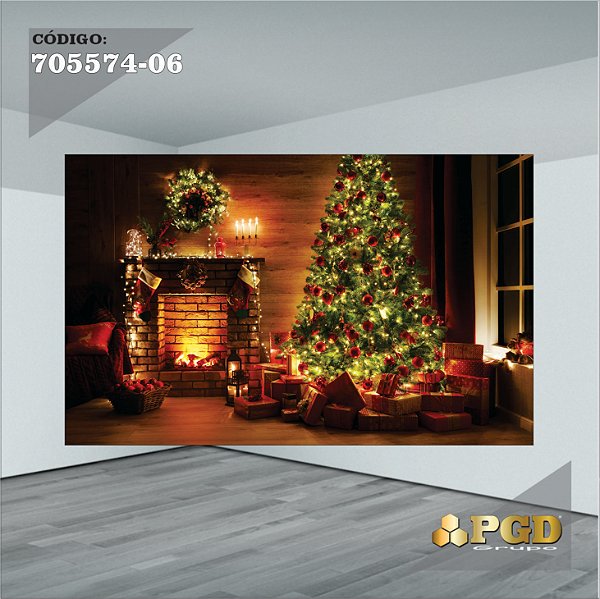 PAINEL RETANGULAR 4,00 X 2,48 MT tema - Natal Modelo 06 TECIDO EM - MICRO LIGHT