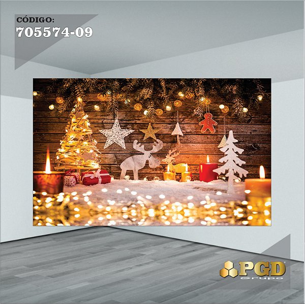 PAINEL RETANGULAR 4,00 X 2,48 MT tema - Natal Modelo 09 TECIDO EM - MICRO LIGHT