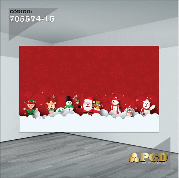 PAINEL RETANGULAR 4,00 X 2,48 MT tema - Natal Modelo 15 TECIDO EM - MICRO LIGHT