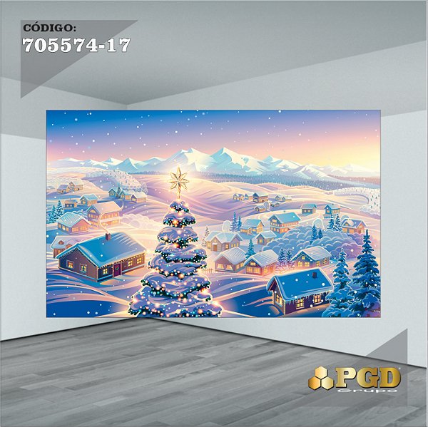 PAINEL RETANGULAR 4,00 X 2,48 MT tema - Natal Modelo 17 TECIDO EM - MICRO LIGHT