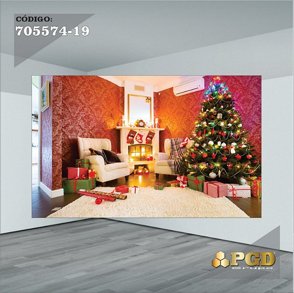 PAINEL RETANGULAR 4,00 X 2,48 MT tema - Natal Modelo 19 TECIDO EM - MICRO LIGHT