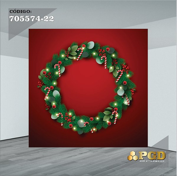 PAINEL RETANGULAR 4,00 X 2,48 MT tema - Natal Modelo 22 TECIDO EM - MICRO LIGHT