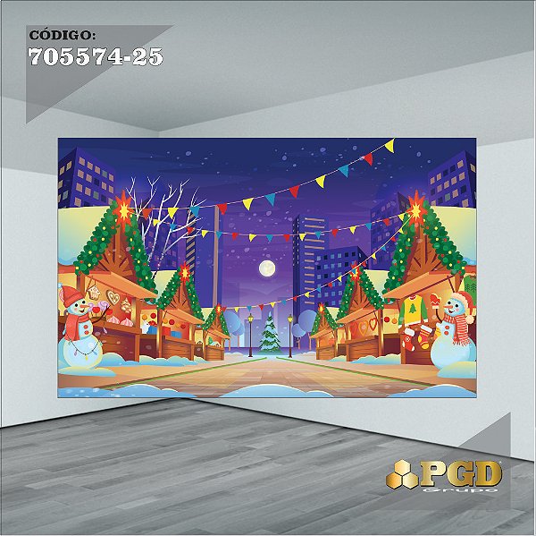 PAINEL RETANGULAR 4,00 X 2,48 MT tema - Natal Modelo 25 TECIDO EM - MICRO LIGHT