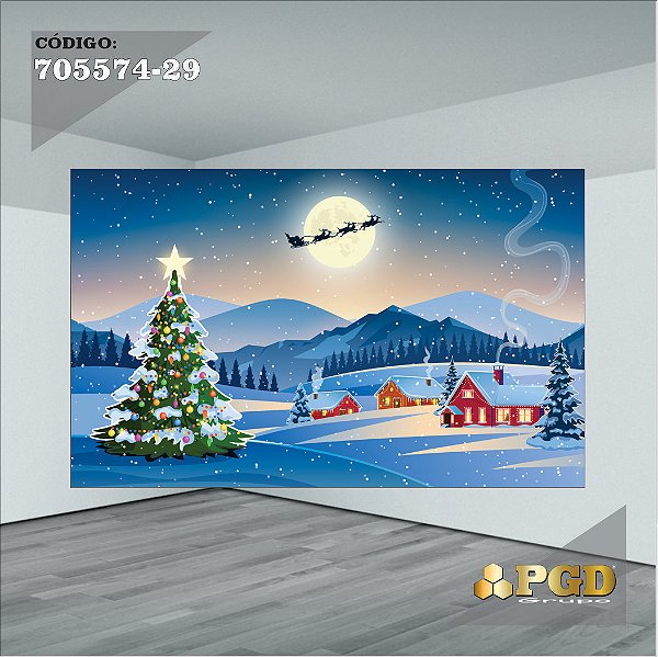 PAINEL RETANGULAR 4,00 X 2,48 MT tema - Natal Modelo 29 TECIDO EM - MICRO LIGHT