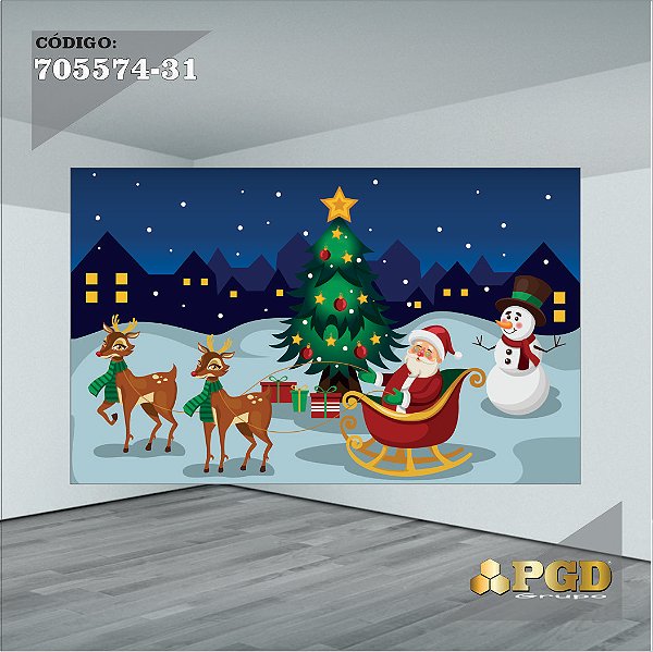 PAINEL RETANGULAR 4,00 X 2,48 MT tema - Natal Modelo 31 TECIDO EM - MICRO LIGHT
