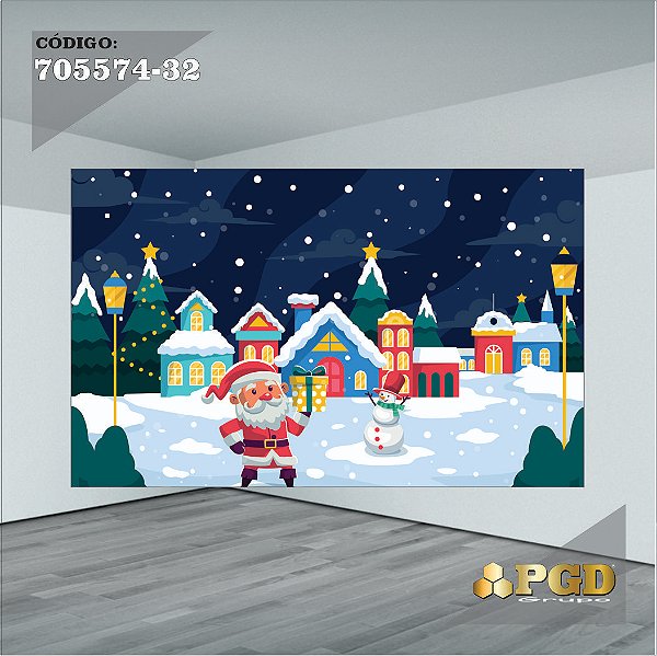 PAINEL RETANGULAR 4,00 X 2,48 MT tema - Natal Modelo 32 TECIDO EM - MICRO LIGHT