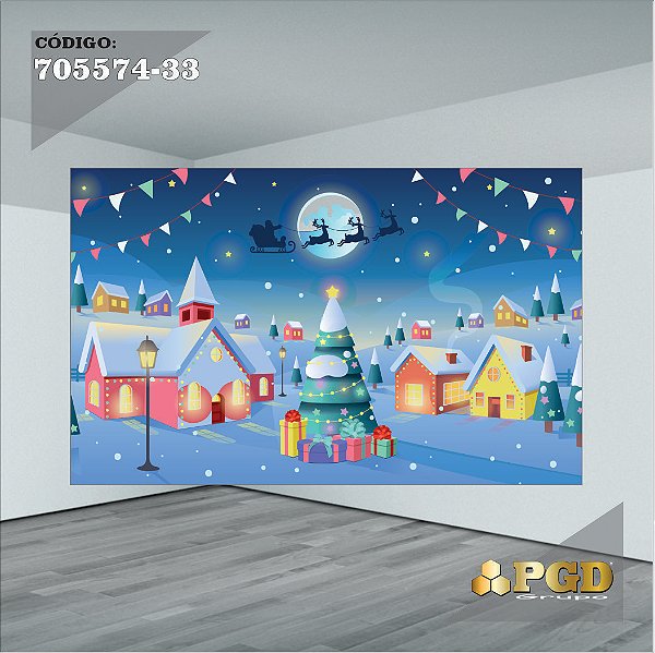 PAINEL RETANGULAR 4,00 X 2,48 MT tema - Natal Modelo 33 TECIDO EM - MICRO LIGHT