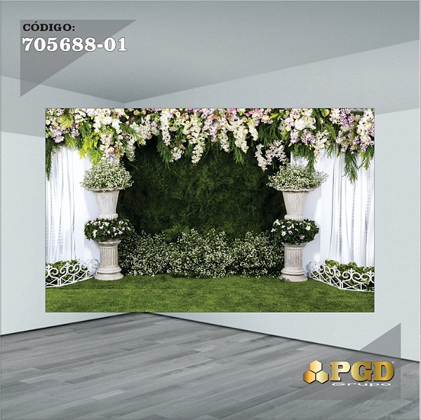 PAINEL RETANGULAR 4,00 X 2,48 MT tema - CASAMENTO Modelo 01 TECIDO EM - MICRO LIGHT