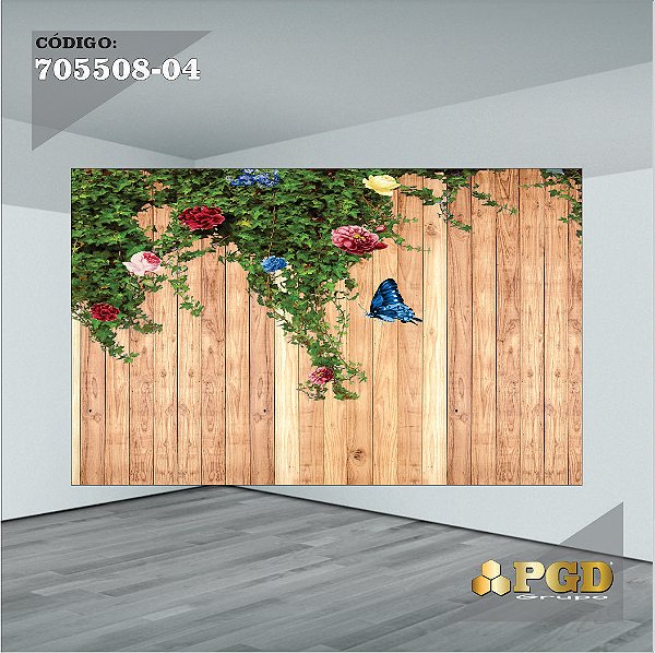 PAINEL RETANGULAR 4,00 X 2,48 MT tema - TRONCOS E MADEIRA Modelo 04 TECIDO EM - MICRO LIGHT