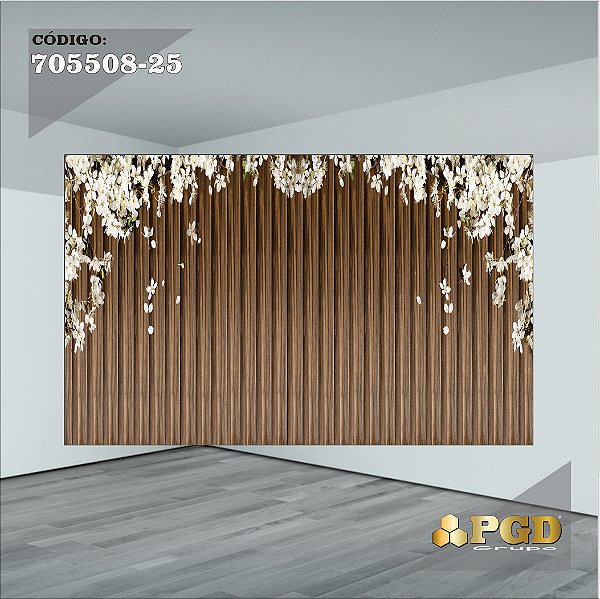 PAINEL RETANGULAR 4,00 X 2,48 MT tema - TRONCOS E MADEIRA Modelo 25 TECIDO EM - MICRO LIGHT