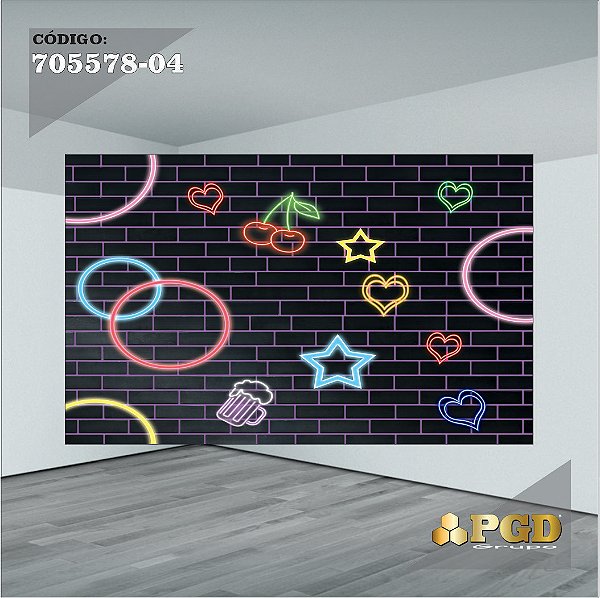 PAINEL RETANGULAR 4,00 X 2,48 MT tema - NEON Modelo 04 TECIDO EM - MICRO LIGHT