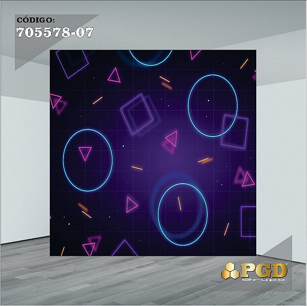 PAINEL RETANGULAR 4,00 X 2,48 MT tema - NEON Modelo 07 TECIDO EM - MICRO LIGHT