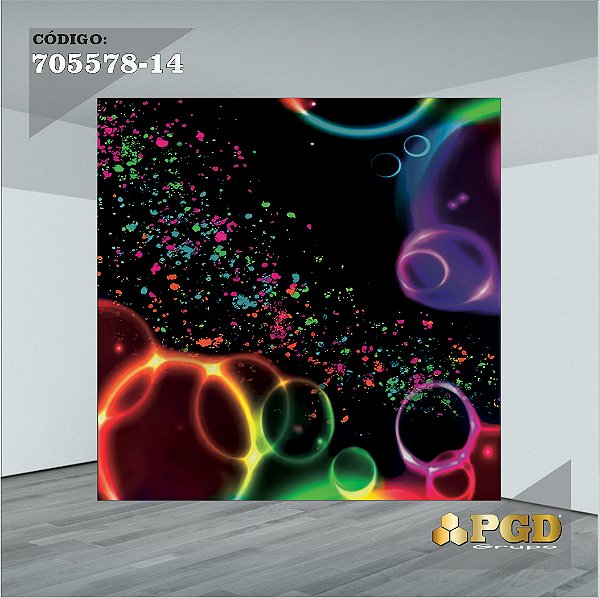 PAINEL RETANGULAR 4,00 X 2,48 MT tema - NEON Modelo 14 TECIDO EM - MICRO LIGHT