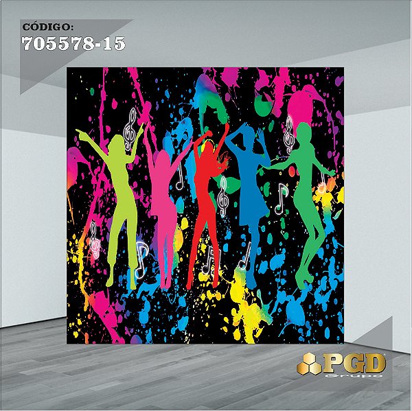 PAINEL RETANGULAR 4,00 X 2,48 MT tema - NEON Modelo 15 TECIDO EM - MICRO LIGHT