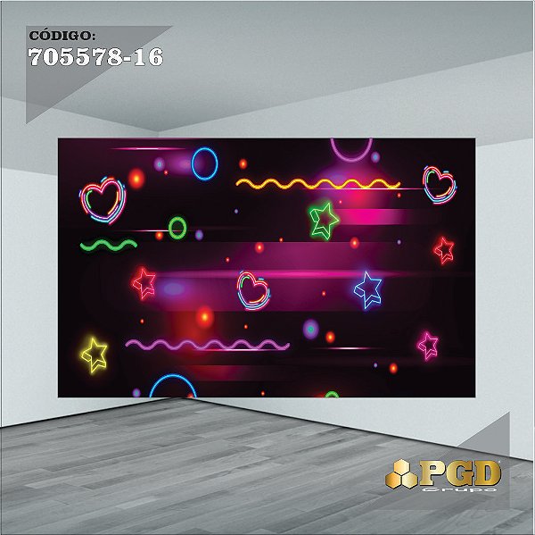 PAINEL RETANGULAR 4,00 X 2,48 MT tema - NEON Modelo 16 TECIDO EM - MICRO LIGHT