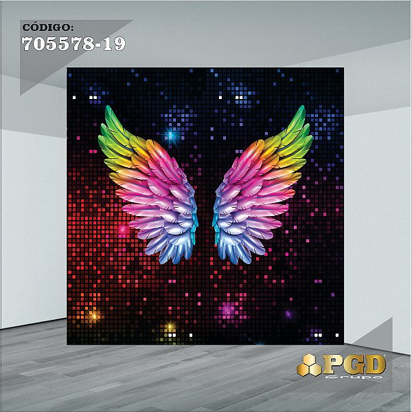 PAINEL RETANGULAR 4,00 X 2,48 MT tema - NEON Modelo 19 TECIDO EM - MICRO LIGHT