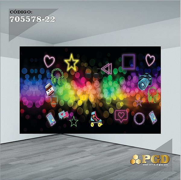PAINEL RETANGULAR 4,00 X 2,48 MT tema - NEON Modelo 22 TECIDO EM - MICRO LIGHT