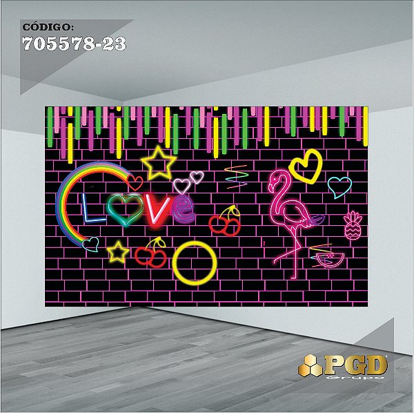 PAINEL RETANGULAR 4,00 X 2,48 MT tema - NEON Modelo 23 TECIDO EM - MICRO LIGHT