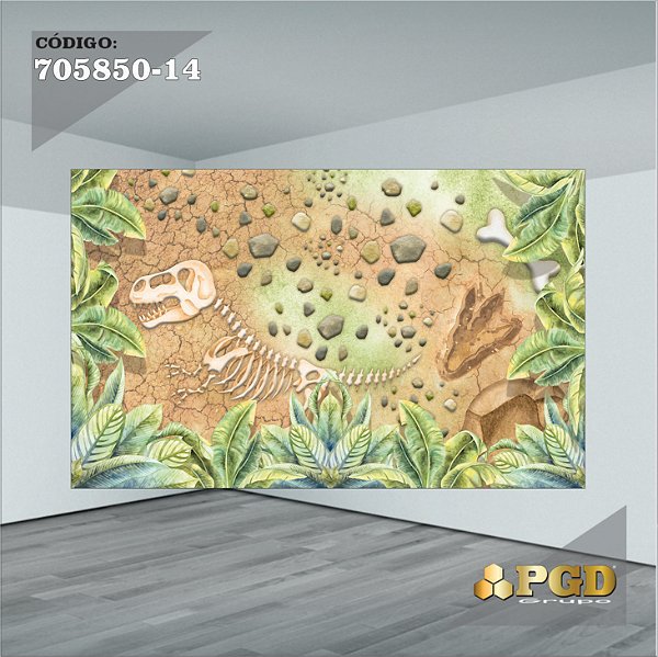 PAINEL RETANGULAR 4,00 X 2,48 MT tema - DINOSSAUROS Modelo 14 TECIDO EM - MICRO LIGHT