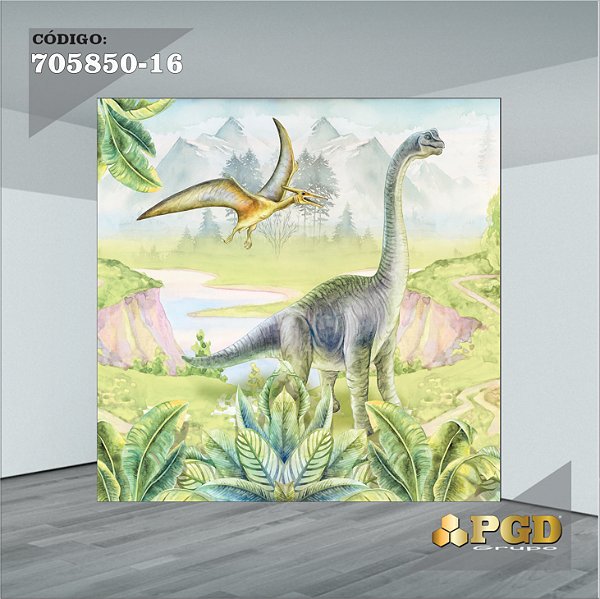PAINEL RETANGULAR 4,00 X 2,48 MT tema - DINOSSAUROS Modelo 16 TECIDO EM - MICRO LIGHT